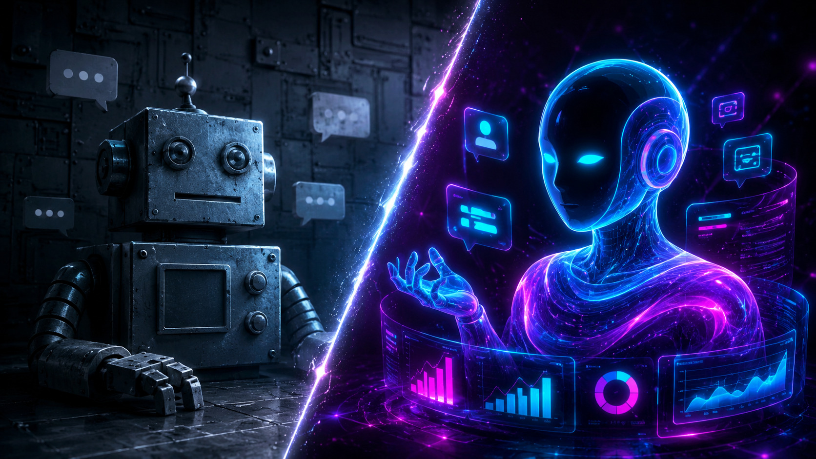 Comparación entre chatbots tradicionales y agentes de inteligencia artificial